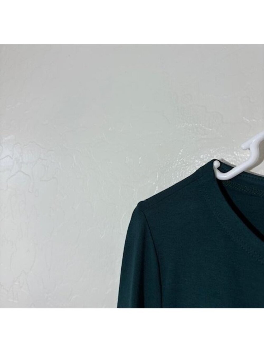 Eileen Fisher Tunic Top Womens Medium Green Stretch Viscose Spandex 3/4 Sleeve - Picture 2 of 8